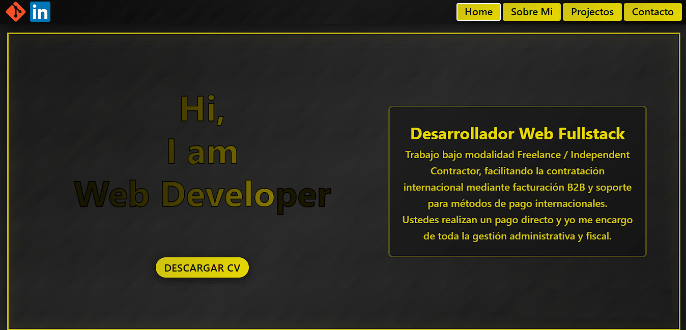 Captura de pantalla del proyecto Portfolio
